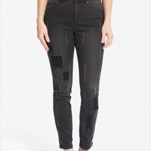 Joseph Ribkoff distressed jeans with crystal embellishments